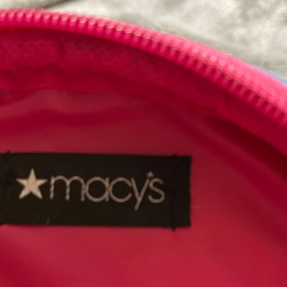 Macys Blue and Pink Cosmetic Bag Like New Vibrant Macys Cosmetic